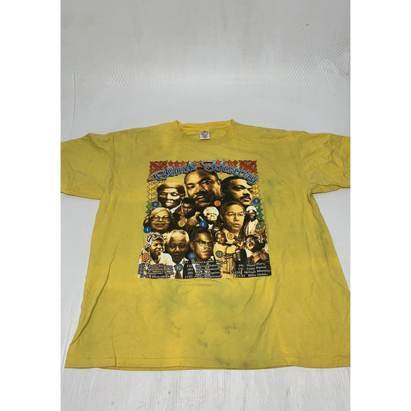 Vintage Unique T-Shirt Yellow Black History XXXL Men's A97 - Picture 1 of 14